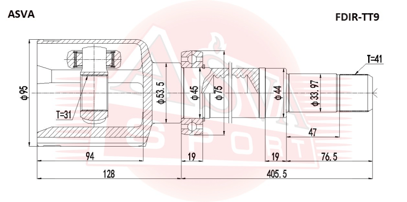 ШРУС ВНУТРЕННИЙ ПРАВЫЙ 31X44X41 FDIR-TT9