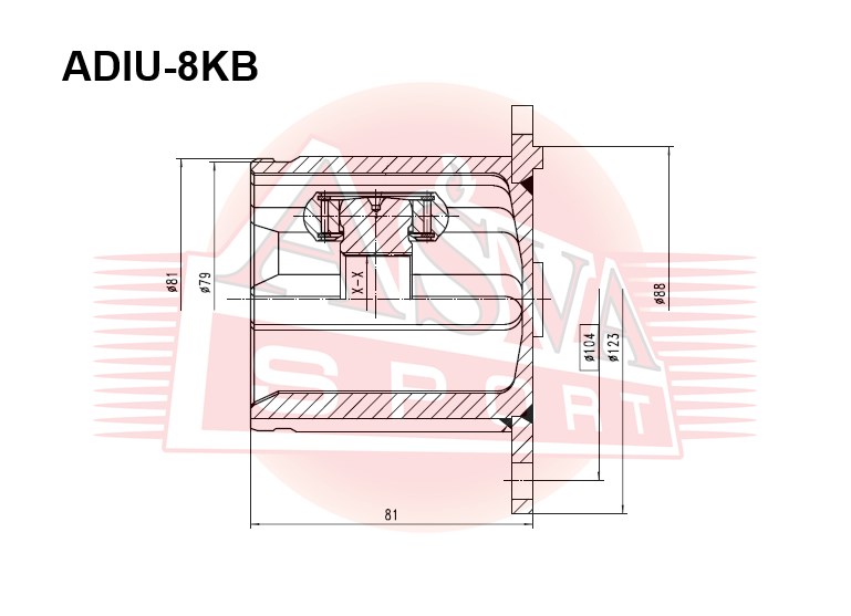 ШРУС ВНУТРЕННИЙ 24X104 ADIU-8KB