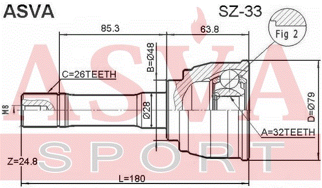 ШРУС НАРУЖНЫЙ 32x48x26 SZ-33