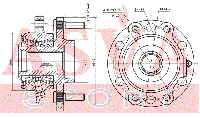 СТУПИЦА ПЕРЕДНЯЯ С ДАТЧИКОМ АБС NSWH-R51F