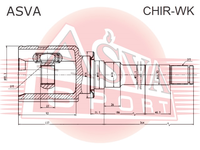 ШРУС ВНУТРЕННИЙ ПРАВЫЙ 27X45X37 CHIR-WK