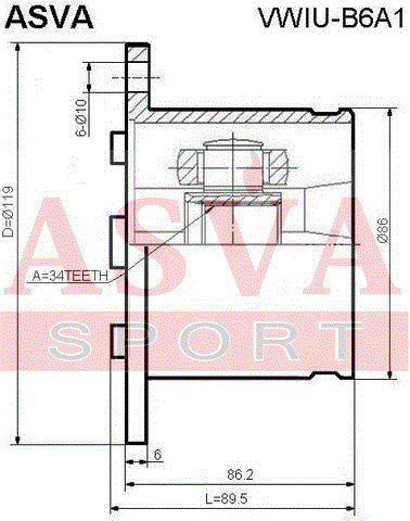 ШРУС ВНУТРЕННИЙ 34x108 (OEM-исполнение) VWIU-B6A1