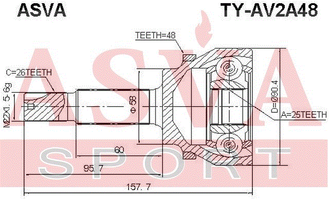 ШРУС НАРУЖНЫЙ 25x58x26 TY-AV2A48