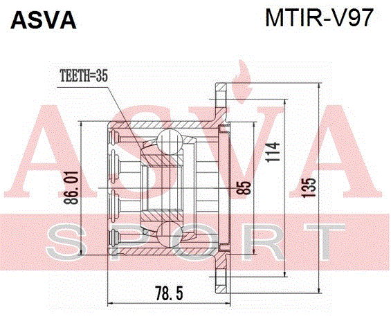 ШРУС ВНУТРЕННИЙ ПРАВЫЙ 35x135 MTIR-V97