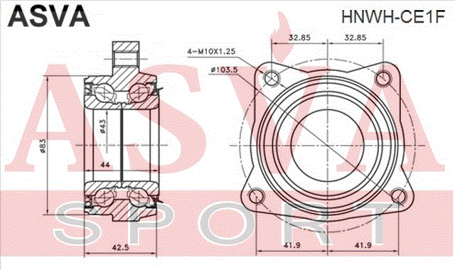 ПОДШИПНИК ПЕРЕДНЕЙ СТУПИЦЫ HNWH-CE1F