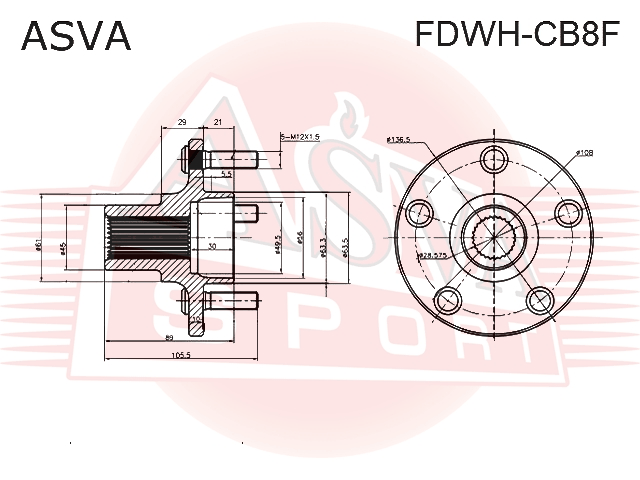 СТУПИЦА ПЕРЕДНЯЯ FDWH-CB8F