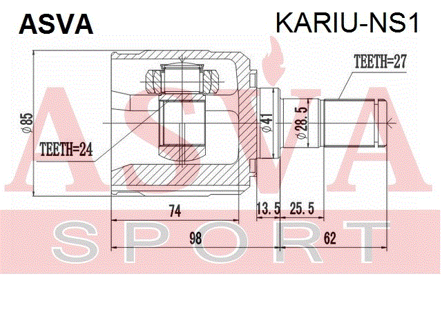 ШРУС ВНУТРЕННИЙ ЗАДНИЙ 24x41x27 (OEM-исполнение) KARIU-NS1