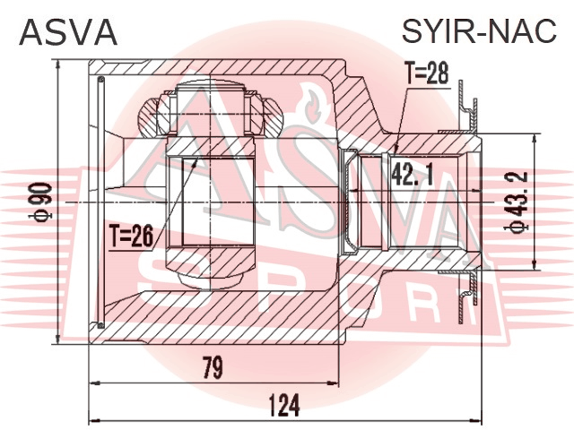ШРУС ВНУТРЕННИЙ ПРАВЫЙ 26x43.2x27 SYIR-NAC