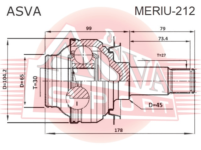 ШРУС ВНУТРЕННИЙ ЗАДНИЙ 30X45X27 MERIU-212