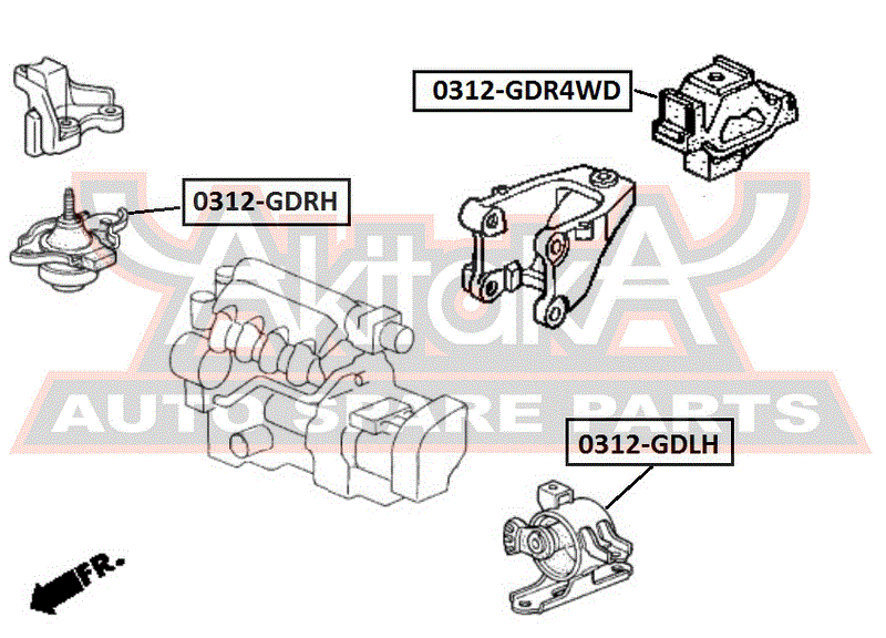 ПОДУШКА ДВИГАТЕЛЯ ЗАДНЯЯ 4WD 0312-GDR4WD
