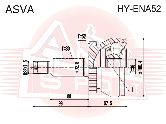 ШРУС НАРУЖНЫЙ 36x72.8x30 HY-ENA52