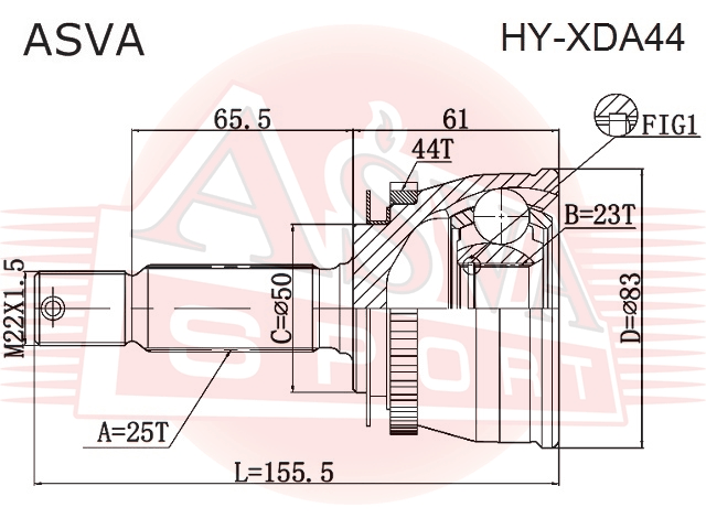 ШРУС НАРУЖНЫЙ 23X50X25 HY-XDA44