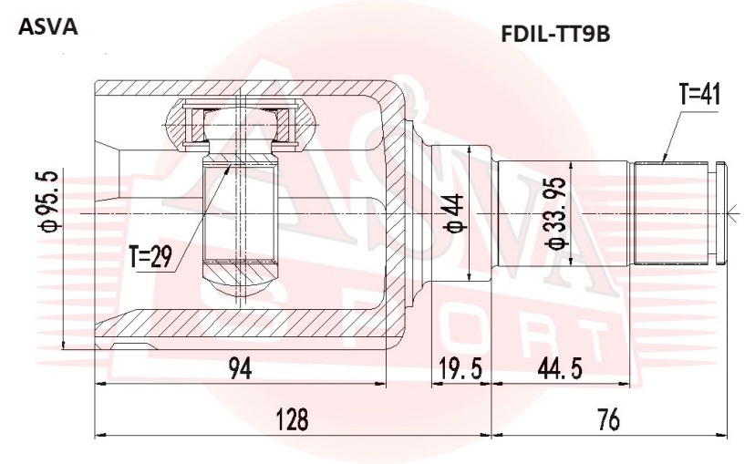ШРУС ВНУТРЕННИЙ ЛЕВЫЙ 29X44X41 FDIL-TT9B