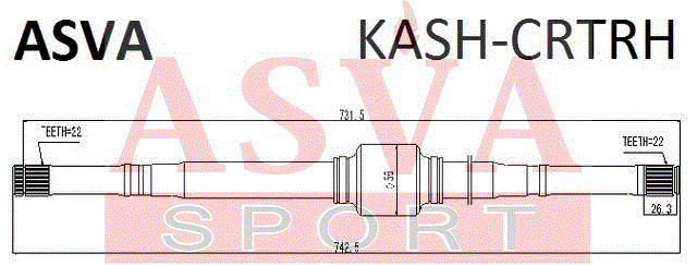 ПОЛУОСЬ ПРАВАЯ 22x742x22 KASH-CRTRH