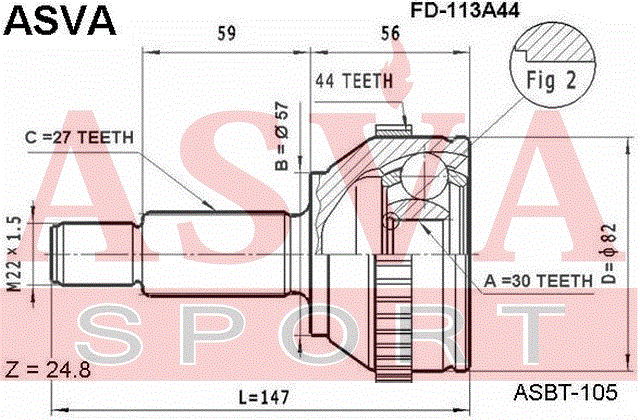 ШРУС НАРУЖНЫЙ 30x57x27 FD-113A44