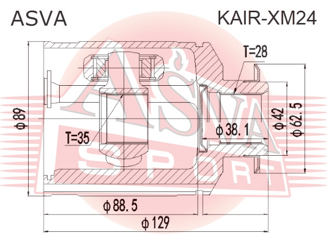 ШРУС ВНУТРЕННИЙ ПРАВЫЙ 35Х42Х28 KAIR-XM24