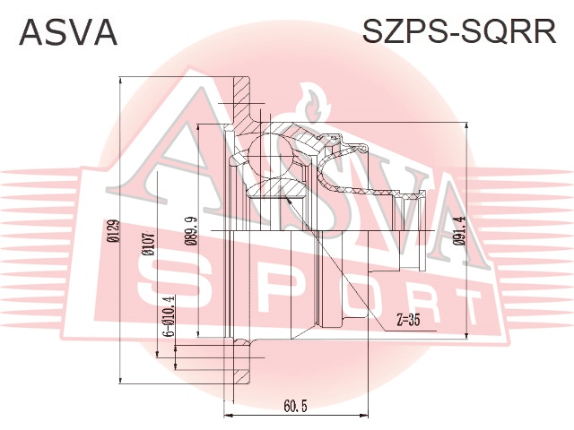 ШРУС КАРДАНА ЗАДНЕГО ЗАДНИЙ 35x129 SZPS-SQRR