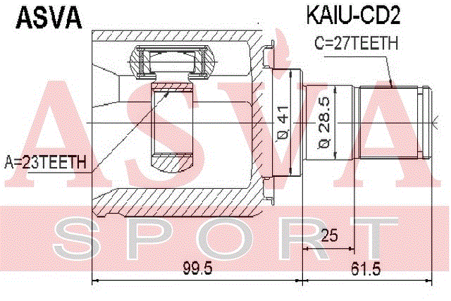 ШРУС ВНУТРЕННИЙ 23x41x27 (OEM-исполнение) KAIU-CD2