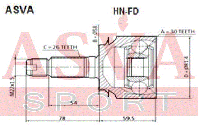 ШРУС НАРУЖНЫЙ 30х59х26 HN-FD