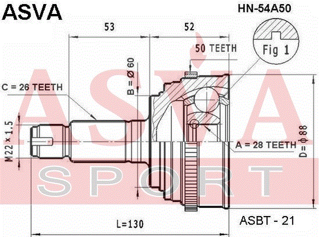 ШРУС НАРУЖНЫЙ 28x60x26 HN-54A50