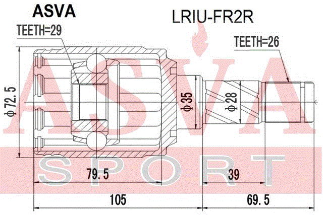 ШРУС ВНУТРЕННИЙ ЗАДНИЙ 29x35x26 LRIU-FR2R