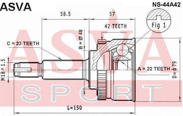 ШРУС НАРУЖНЫЙ 22x48x23 NS-44A42