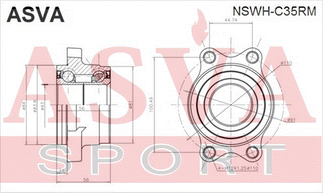 ПОДШИПНИК ЗАДНЕЙ СТУПИЦЫ NSWH-C35RM