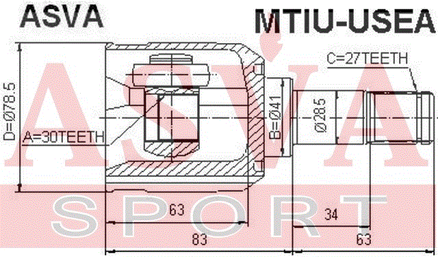 ШРУС ВНУТРЕННИЙ 30x41x27 MTIU-USEA