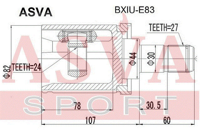 ШРУС ВНУТРЕННИЙ 24x44x27 (OEM-исполнение) BXIU-E83
