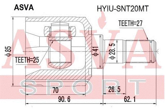 ШРУС ВНУТРЕННИЙ 25x41x27 HYIU-SNT20MT