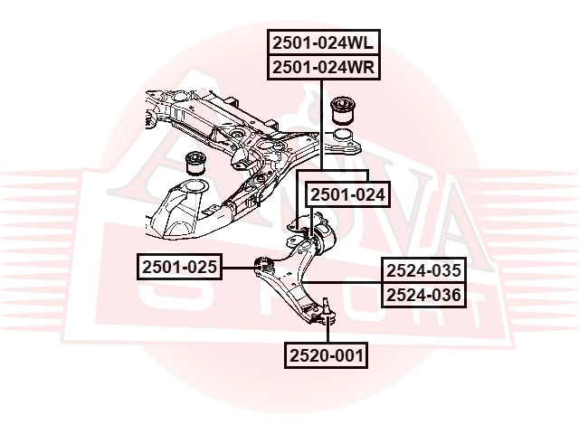 РЫЧАГ ПЕРЕДНИЙ НИЖНИЙ ПРАВЫЙ 2524-036