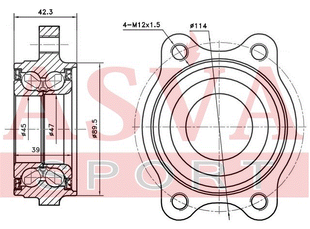 ПОДШИПНИК СТУПИЦЫ КОМПЛЕКТ ADWH-A6MF92-KIT