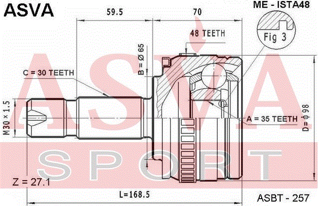 ШРУС НАРУЖНЫЙ 35x65x30 ME-ISTA48