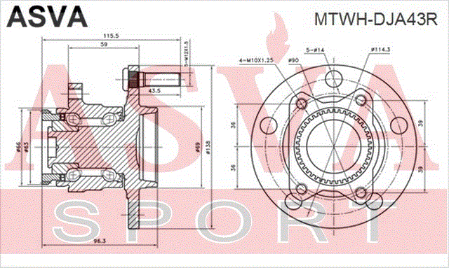 СТУПИЦА ЗАДНЯЯ С КОЛЬЦОМ АБС MTWH-DJA43R