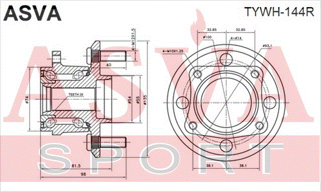 СТУПИЦА ЗАДНЯЯ TYWH-144R