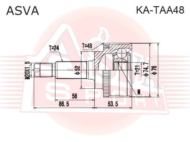 ШРУС НАРУЖНЫЙ 21X52,5X24 KA-TAA48