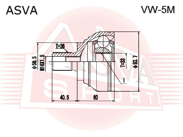 ШРУС НАРУЖНЫЙ 33x59.5x36 VW-5M