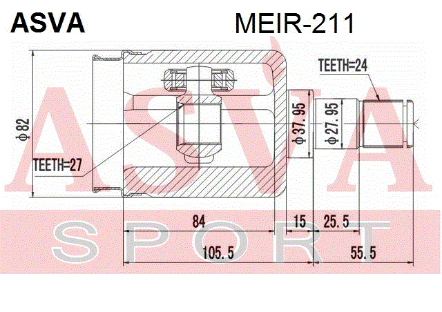 ШРУС ВНУТРЕННИЙ ПРАВЫЙ 27x38x24 (OEM-исполнение) MEIR-211