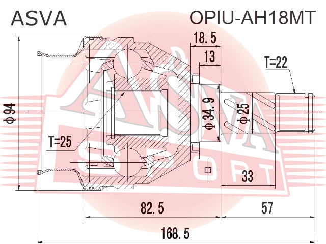 ШРУС ВНУТРЕННИЙ 25x35x22 OPIU-AH18MT