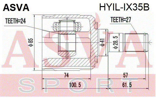 ШРУС ВНУТРЕННИЙ 24x41x27 HYIL-IX35B