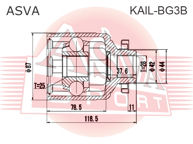ШРУС ВНУТРЕННИЙ ЛЕВЫЙ 25x42x28 KAIL-BG3B
