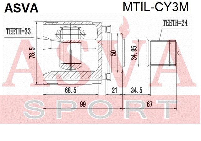 ШРУС ВНУТРЕННИЙ ЛЕВЫЙ 33x50x24 MTIL-CY3M