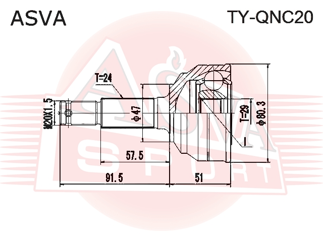 ШРУС НАРУЖНЫЙ 29X47X24 TY-QNC20