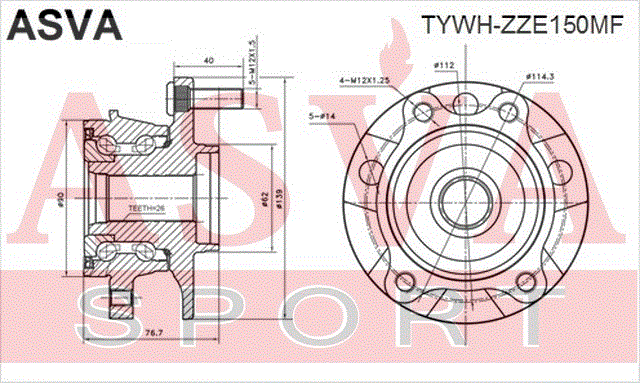 СТУПИЦА ПЕРЕДНЯЯ С МАГНИТНЫМ КОЛЬЦОМ АБС TYWH-ZZE150MF