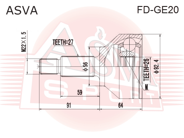ШРУС НАРУЖНЫЙ 26x56x27 FD-GE20
