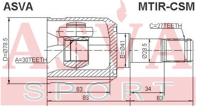 ШРУС ВНУТРЕННИЙ ПРАВЫЙ 30x41x27 MTIR-CSM