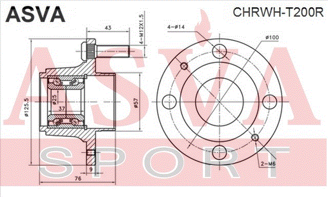 СТУПИЦА ЗАДНЯЯ CHRWH-T200R