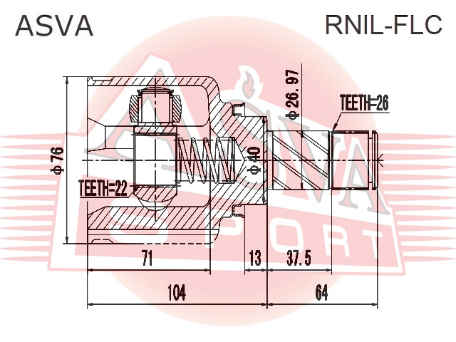 ШРУС ВНУТРЕННИЙ ЛЕВЫЙ 22x40x26 RNIL-FLC