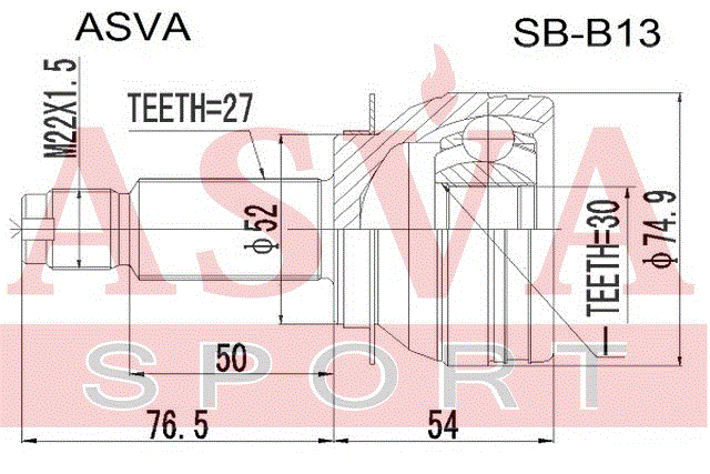 ШРУС НАРУЖНЫЙ 30x52x27 SB-B13