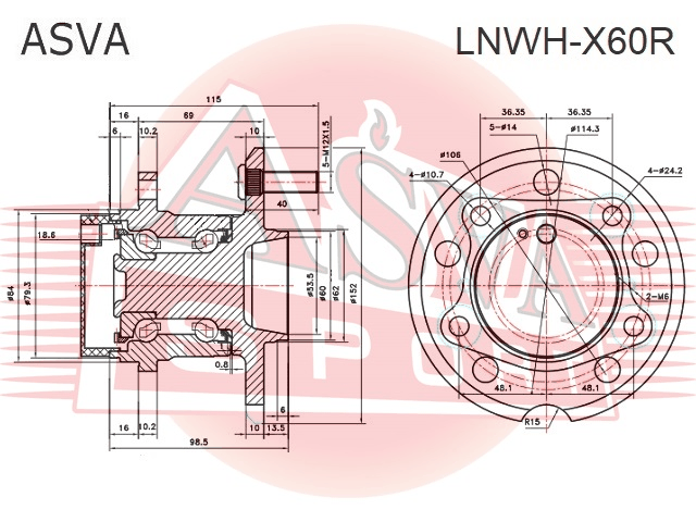СТУПИЦА ЗАДНЯЯ LNWH-X60R